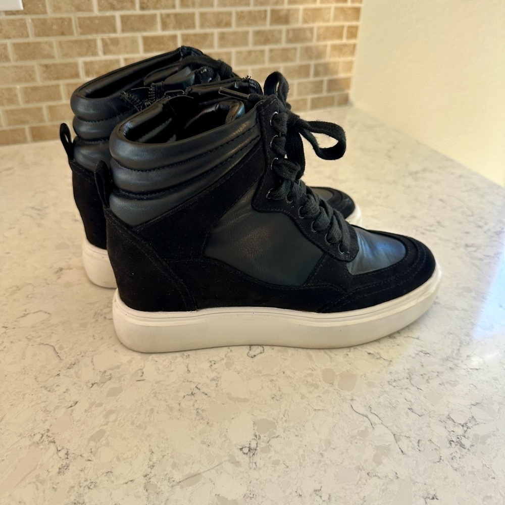 JLO Wedge High-Top Sneakers – Black – Size 6.5 - Picture 5 of 12